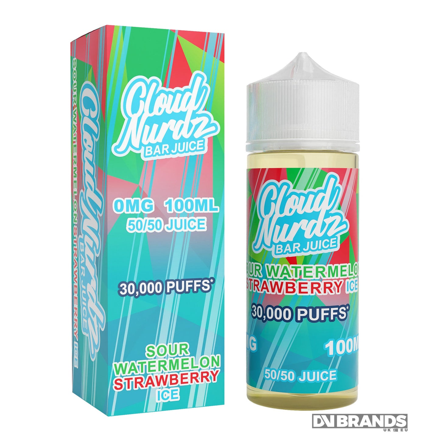 Cloud Nurdz Iced Sour Watermelon Strawberry 100ml 50/50 (Clearance) - The Ace Of Vapez