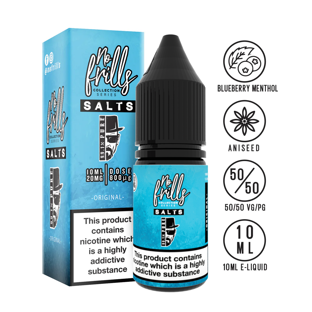 No Frills Salts - 99.1% Pure: Original Nic Salt 10ml
