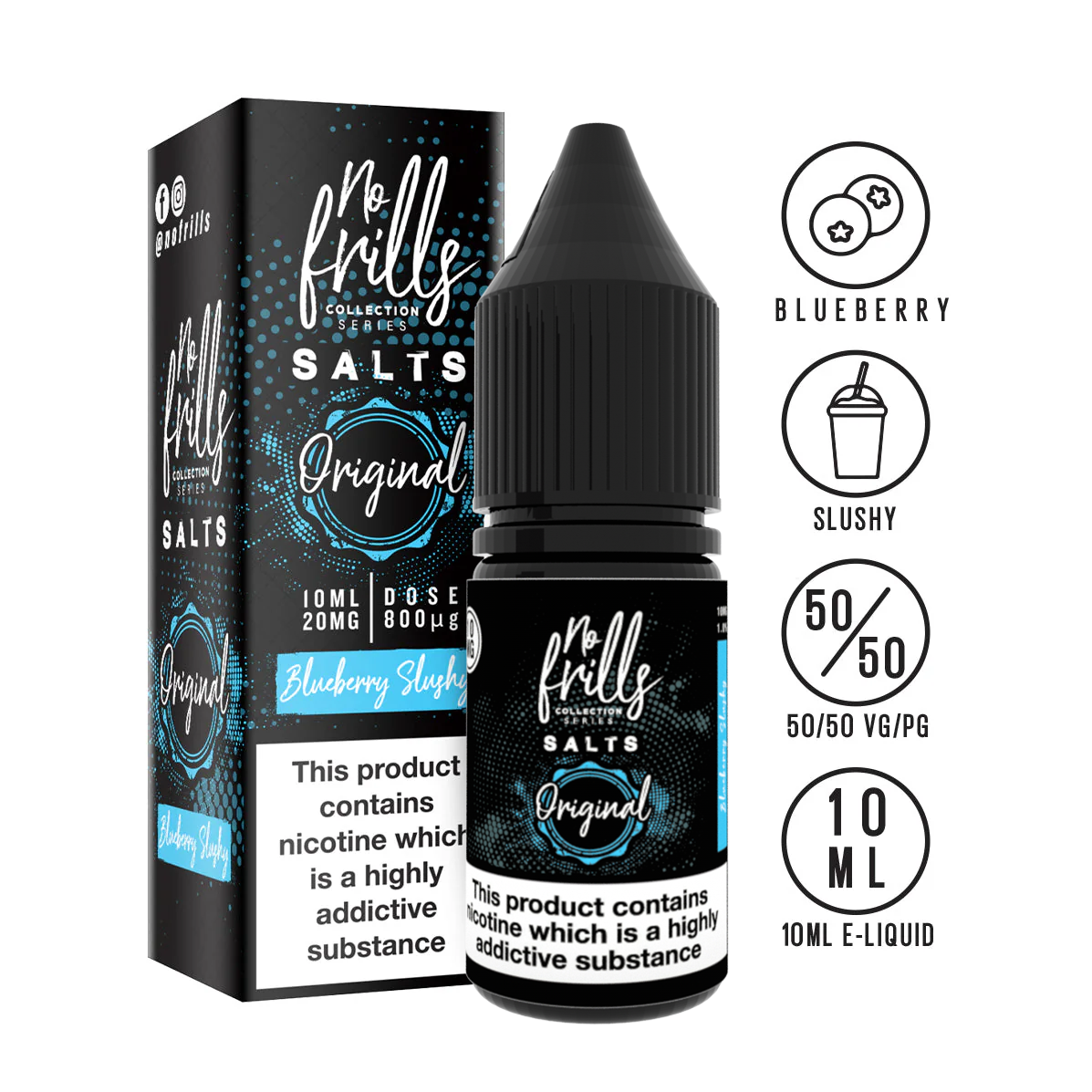 No Frills Original Salts - Blueberry Slushy Nic Salt 10ml