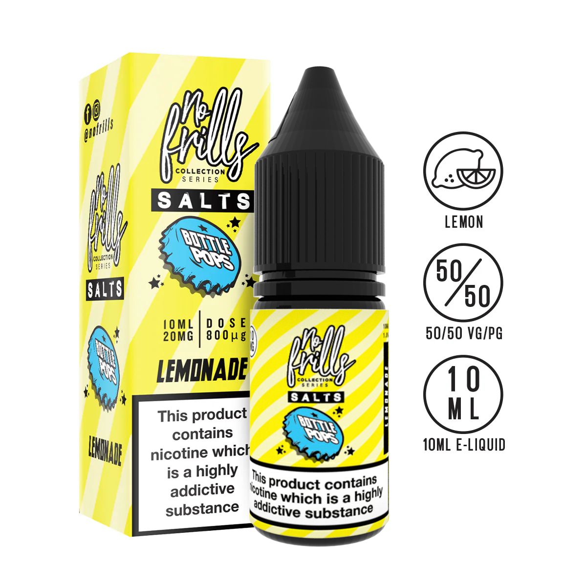 No Frills Salts - Bottle Pops: Lemonade Nic Salt 10ml