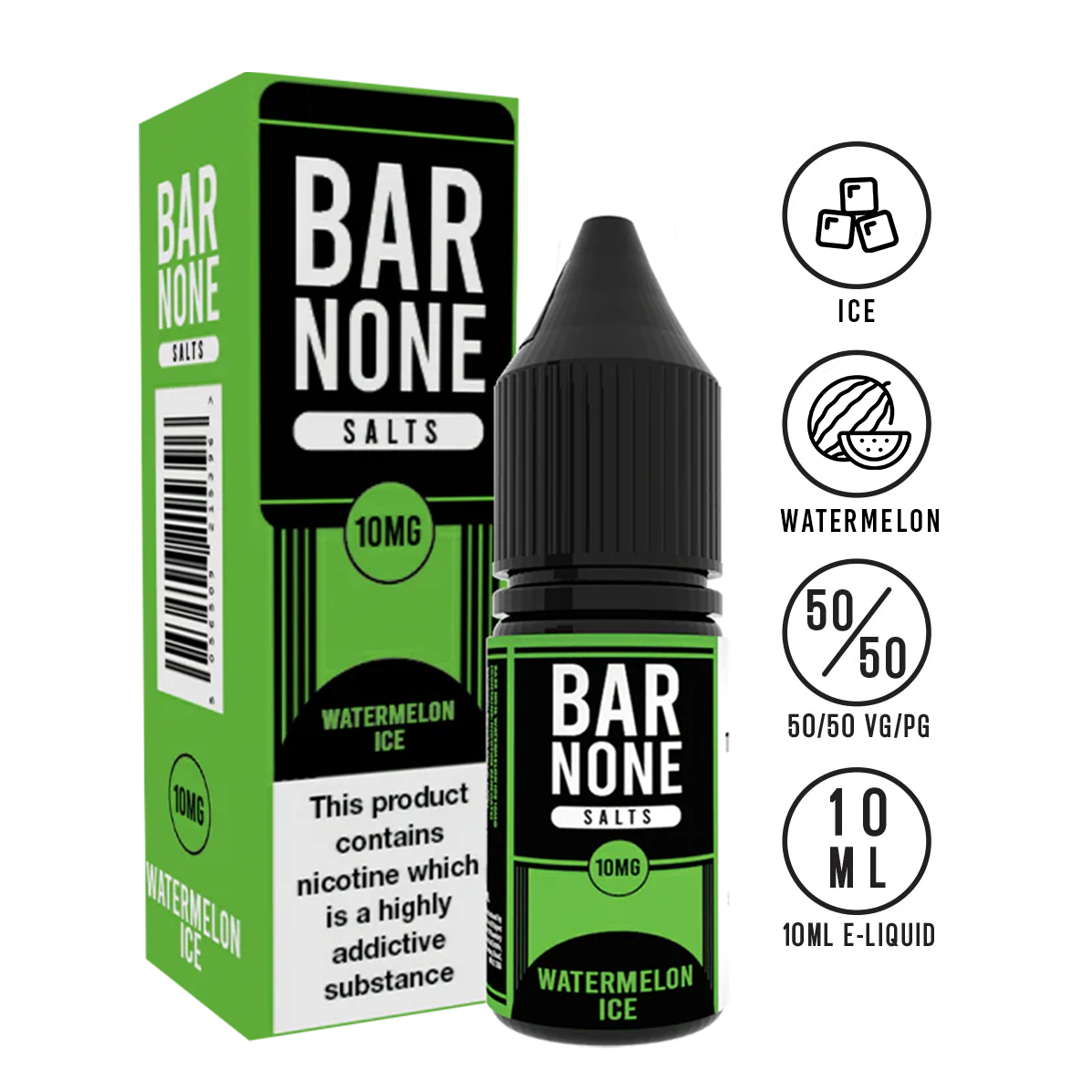 Bar None Salts Watermelon Ice 10ml | The Ace of Vapez