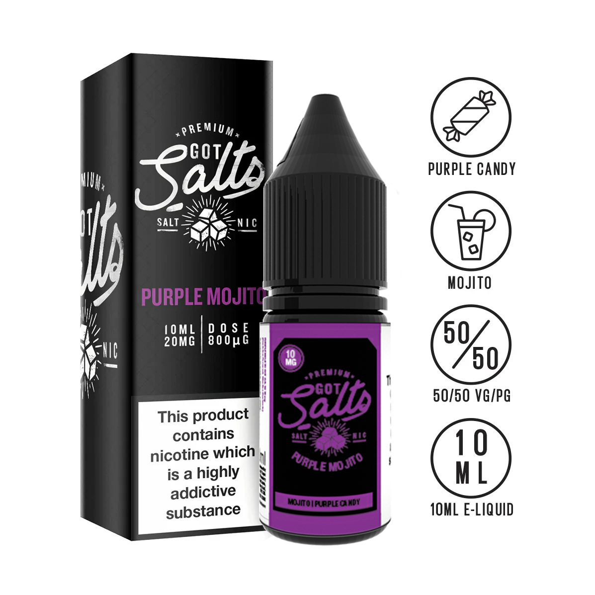 Got Salts - Purple Mojito 10ml - The ace of vapez