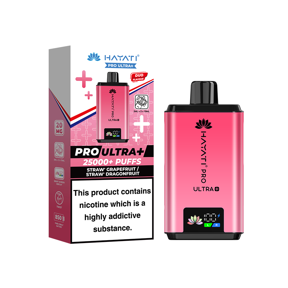 Hayati Pro Ultra Plus 25K Prefilled Vape Kit Straw Grapefruit Straw Dragonfruit | The Ace of Vapez