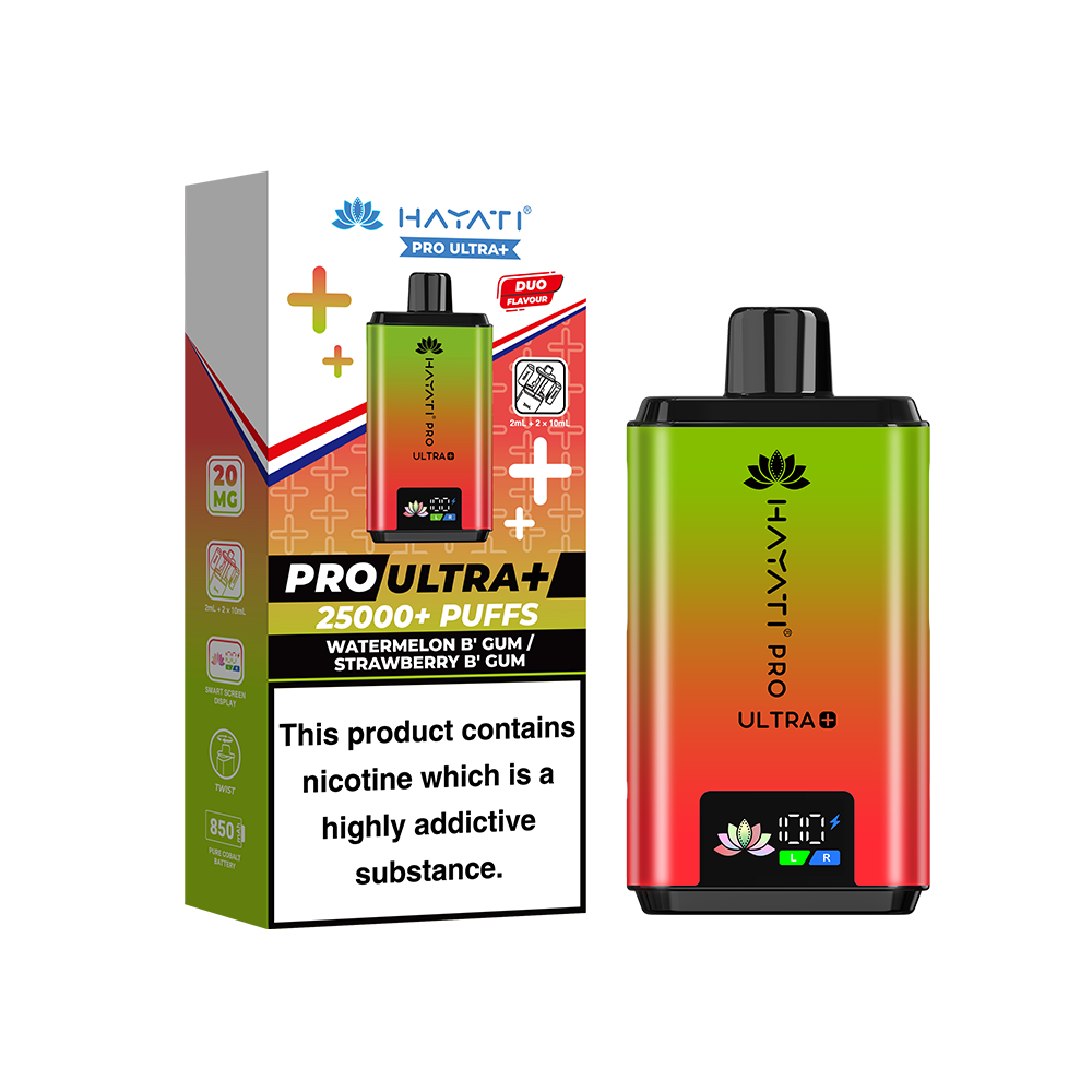 Hayati Pro Ultra Plus 25K Prefilled Vape Kit Watermelon B Gum Strawberry B Gum | The Ace of Vapez