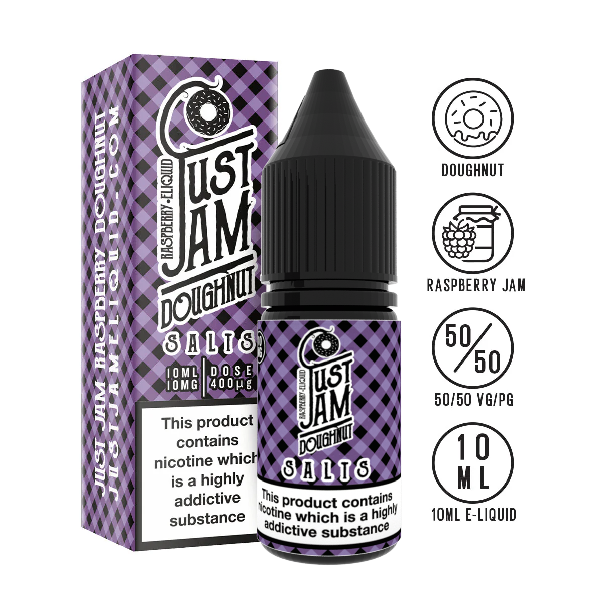 Just Jam Raspberry Doughnut 10ml Nicotine Salt