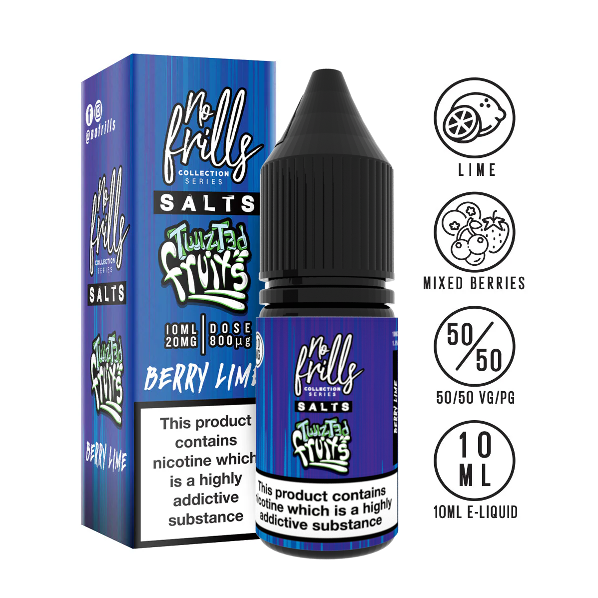 No Frills Salts - Twizted Fruits: Berry Lime Nic Salt 10ml | The Ace of Vapez