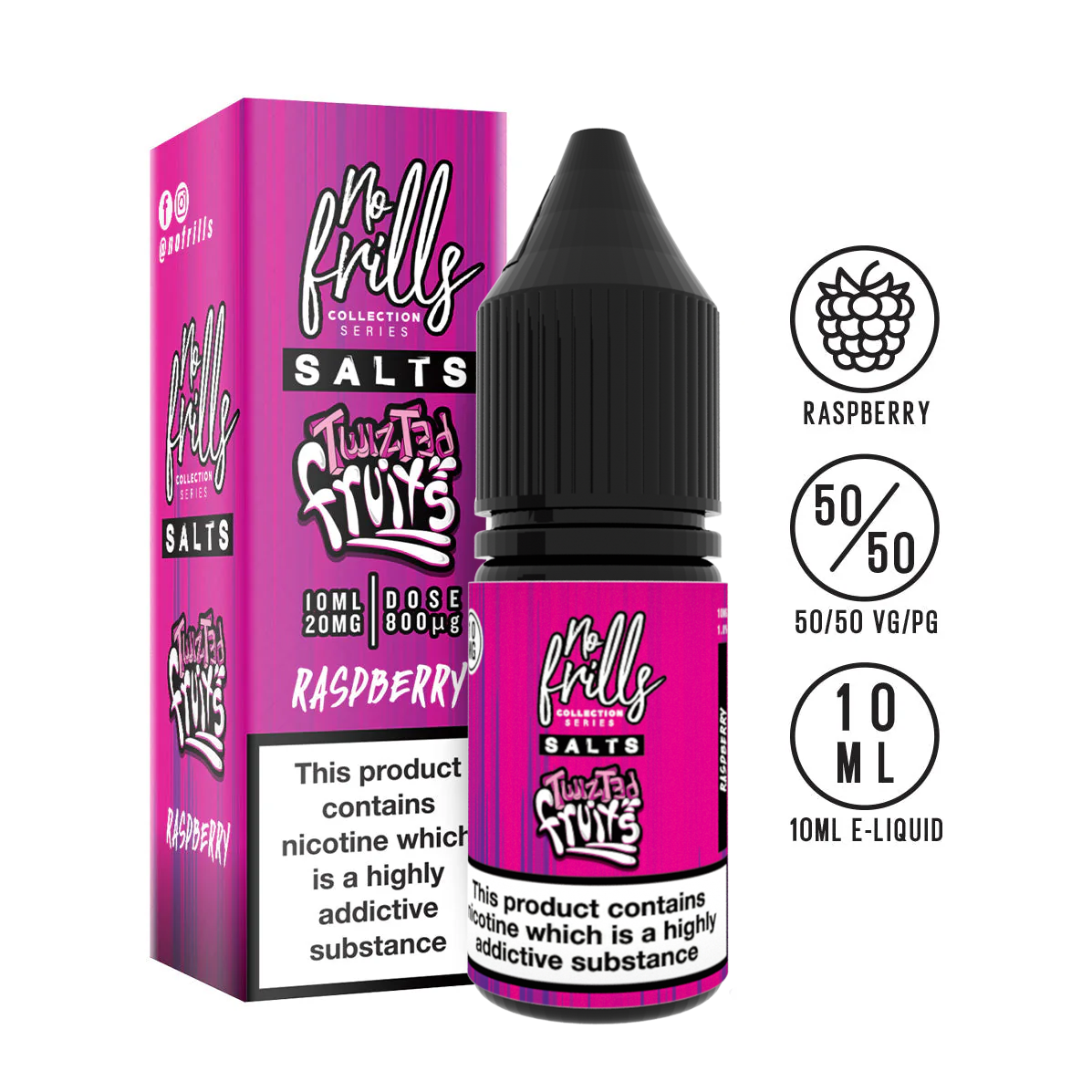 No Frills Salts - Twizted Fruits: Raspberry Nic Salt 10ml | The Ace of Vapez