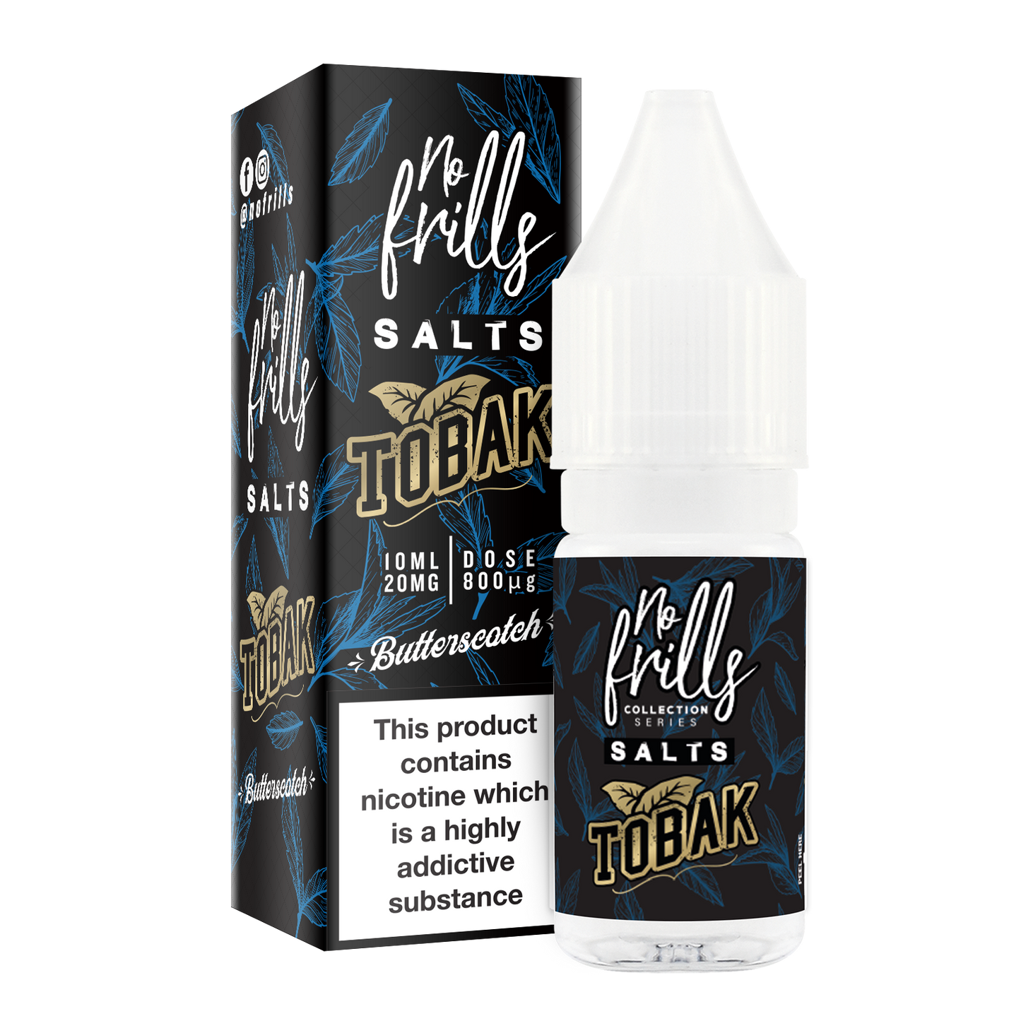 No Frills Salts - Tobak: Butterscotch Tobacco Nic Salt 10ml - The Ace Of Vapez