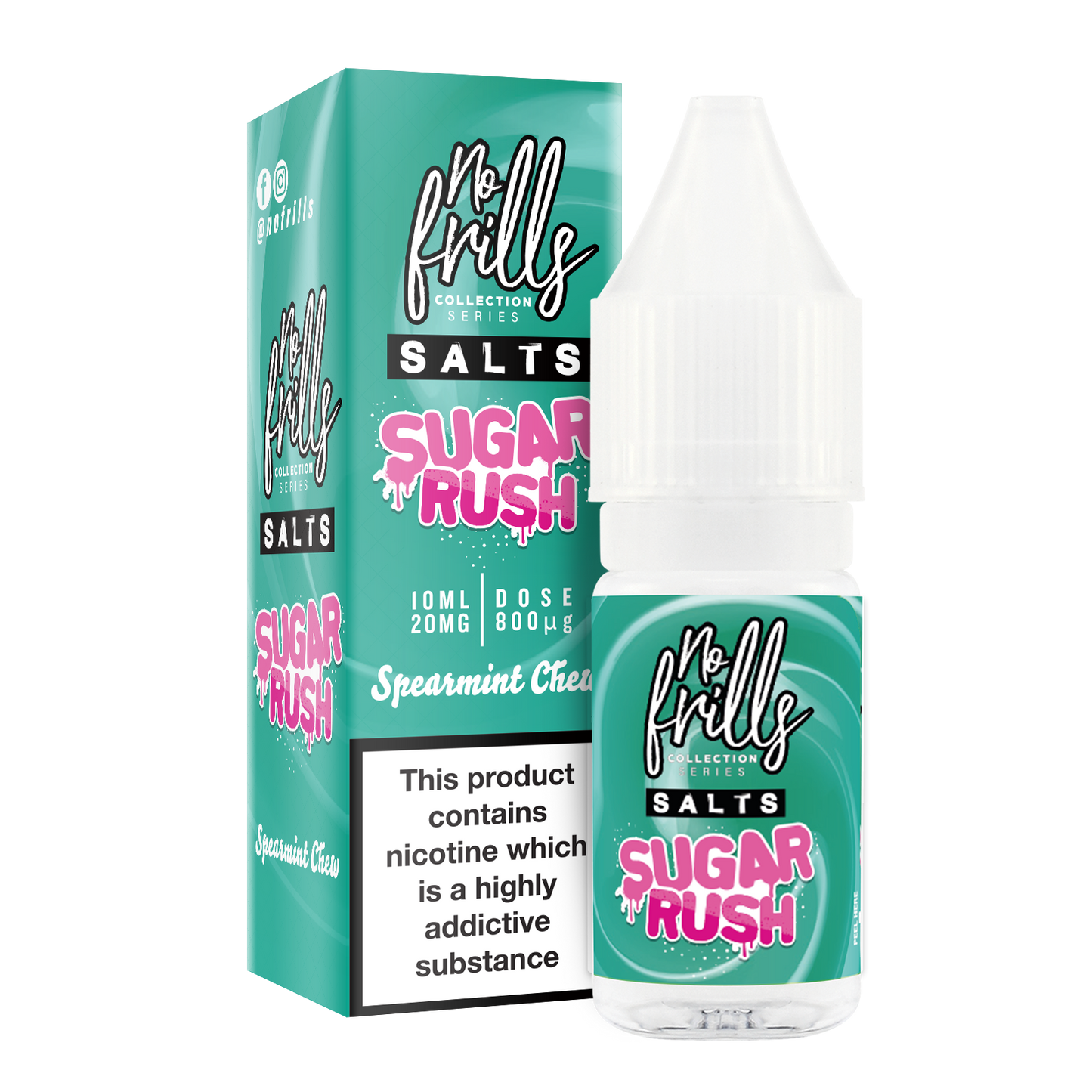 No Frills Salts - Sugar Rush: Spearmint Chew Nic Salt 10ml - The Ace Of Vapez