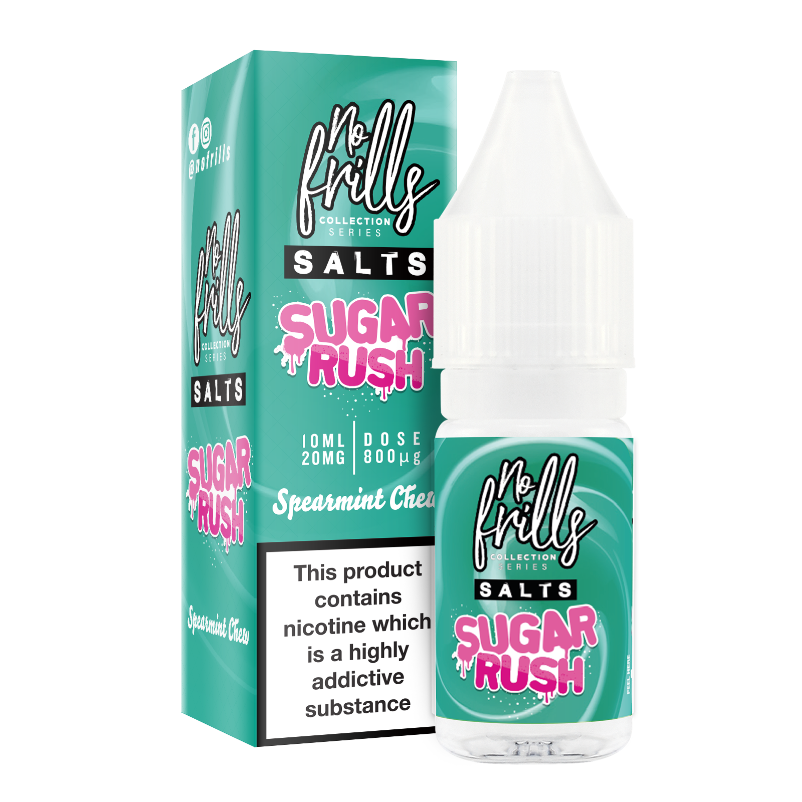 No Frills Salts - Sugar Rush: Spearmint Chew Nic Salt 10ml - The Ace Of Vapez