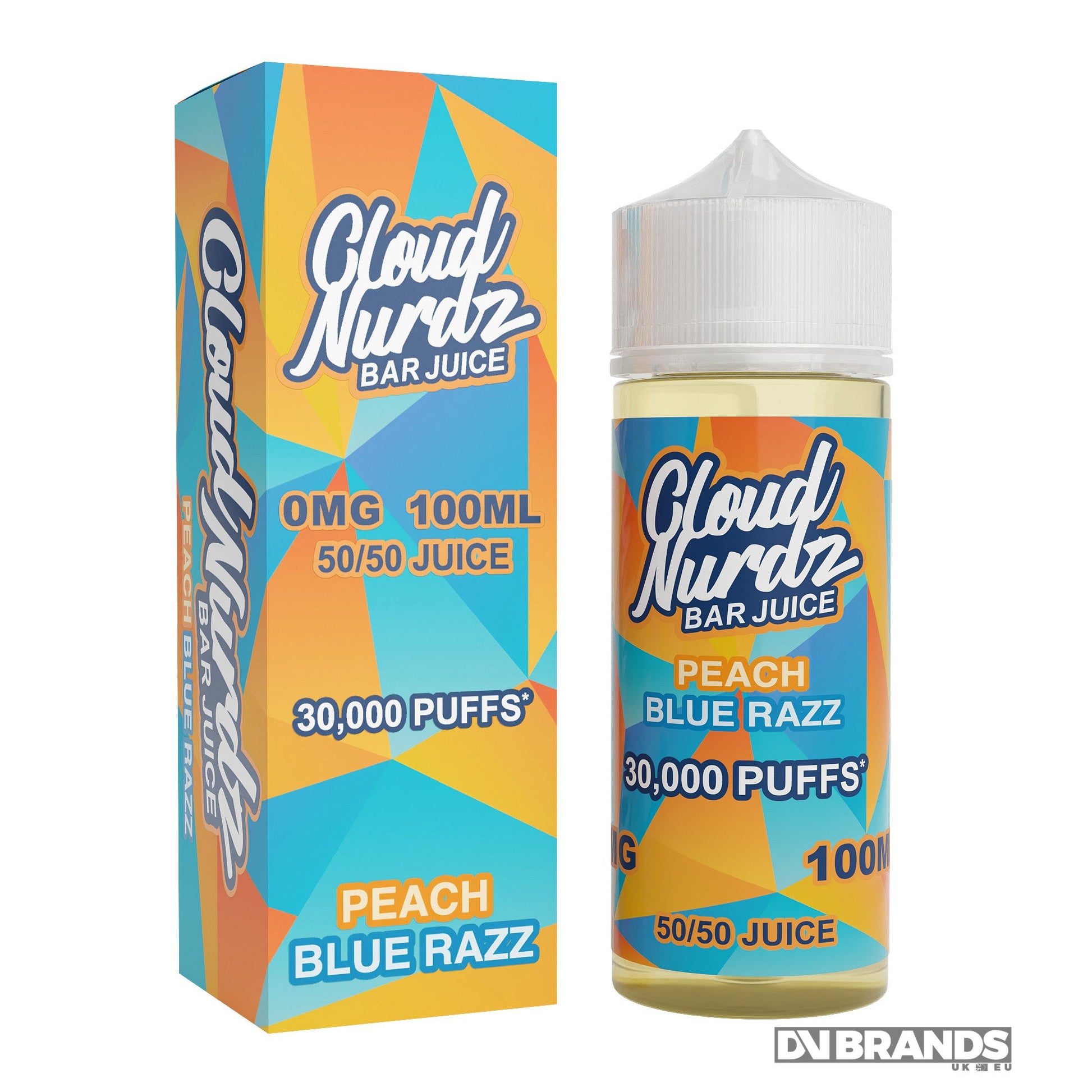 Cloud Nurdz Peach Blue Razz 100ml 50/50 - The Ace Of Vapez