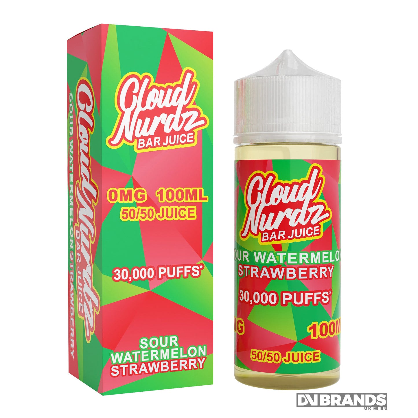 Cloud Nurdz Sour Watermelon Strawberry 100ml 50/50 (Clearance) - The Ace Of Vapez