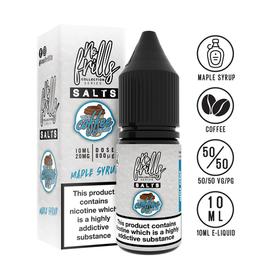 No Frills Salts - The Coffee Shop: Maple Syrup Nic Salt 10ml