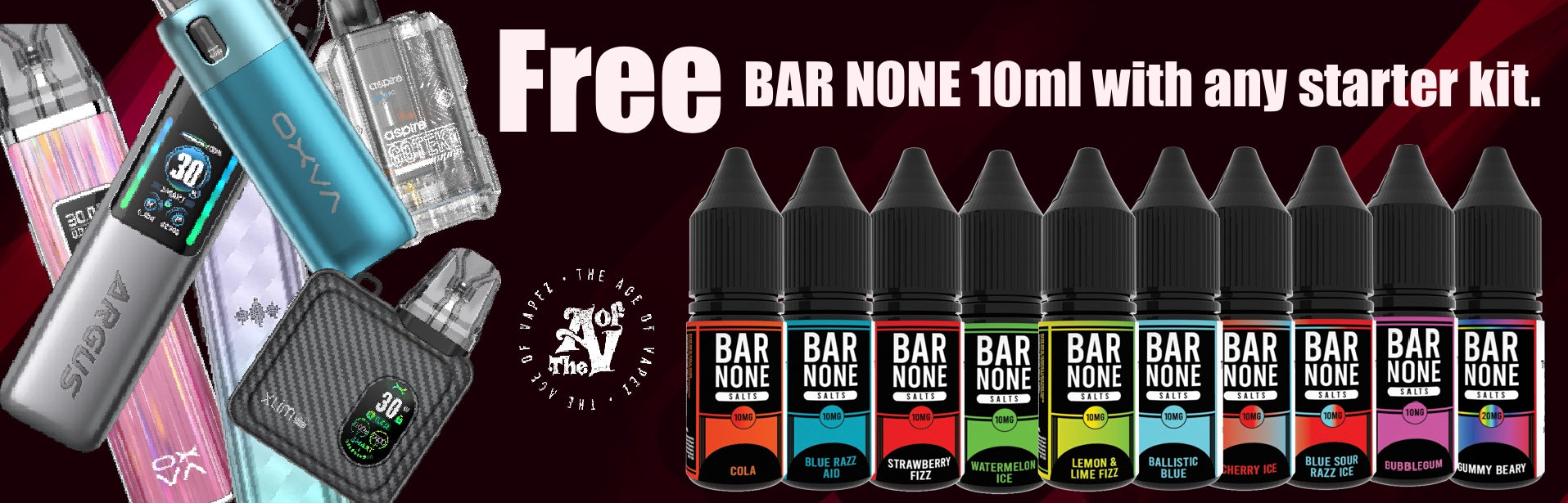 Free Bar None with a starter kit Banner | The Ace of Vapez