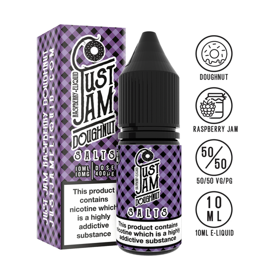 Just Jam Raspberry Doughnut 10ml Nicotine Salt