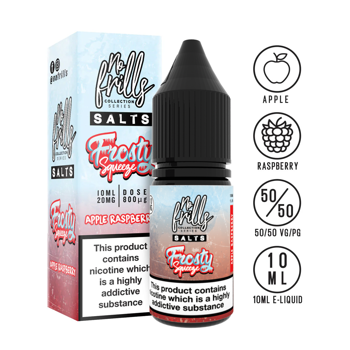 No Frills Salts  Frosty Squeeze: Apple & Raspberry Nic Salt 10ml | The Ace of Vapez