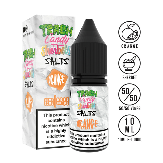 Trash Candy Sherbets Edition - Orange 10ml Nic Salt - The ace of vapez 