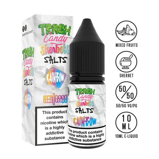 Trash Candy Sherbets Edition - Rainbow 10ml Nic Salt - The ace of vapez 