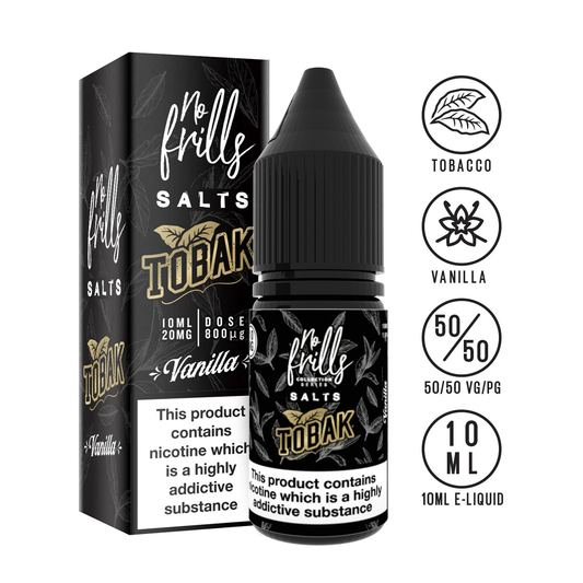 No Frills Salts - Tobak: Vanilla Tobacco Nic Salt 10ml