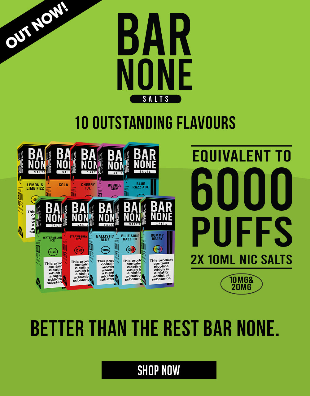 Bar none mobile banner with all 10 products
