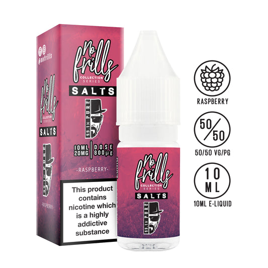 No Frills Salts - 99.1% Pure: Raspberry Nic Salt 10ml - The Ace Of Vapez