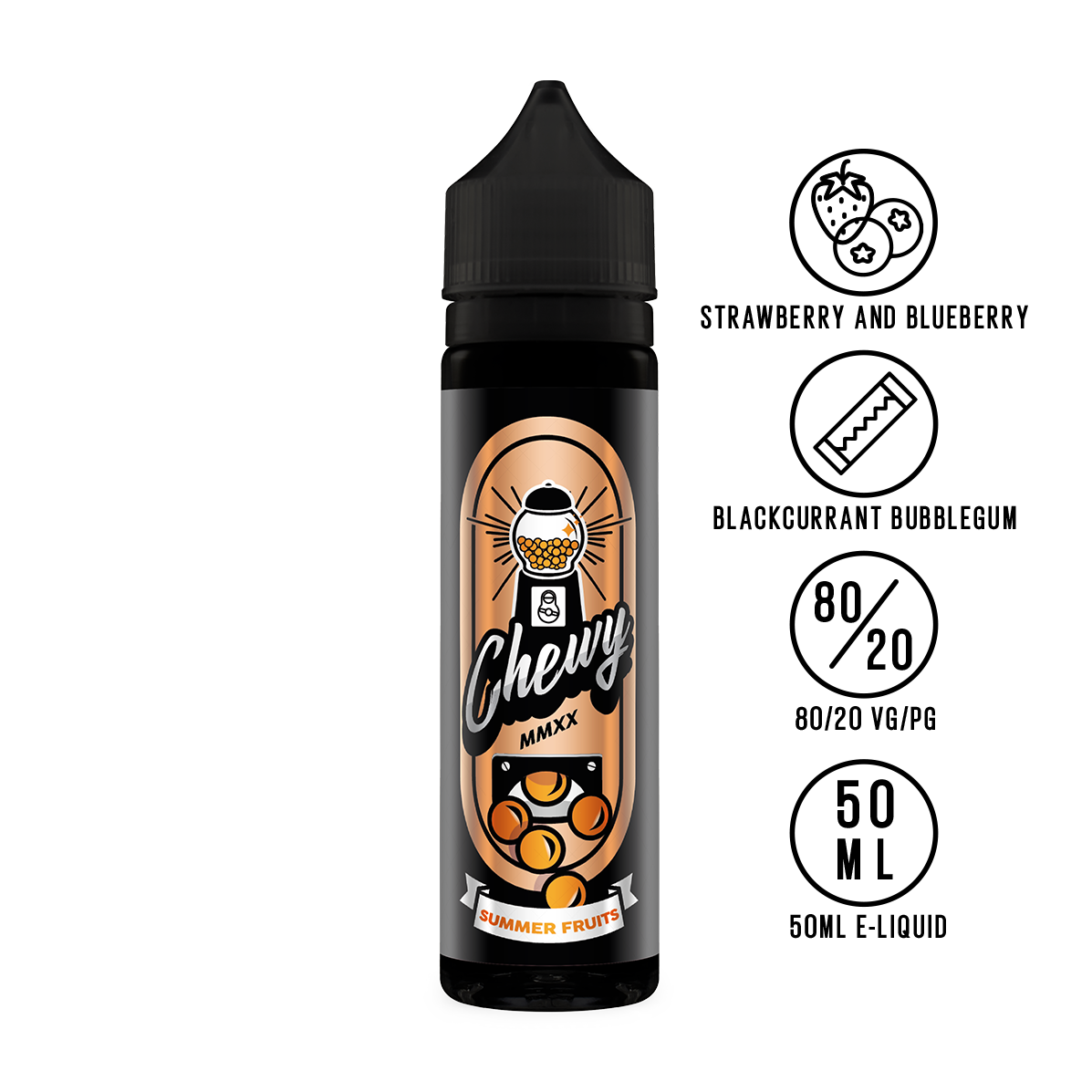Chewy - Summer Fruits Bubblegum 50ml - The Ace Of Vapez