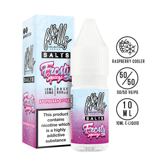 No Frills Salts - Frosty Squeeze: Raspberry Cooler Nic Salt 10ml - The Ace Of Vapez