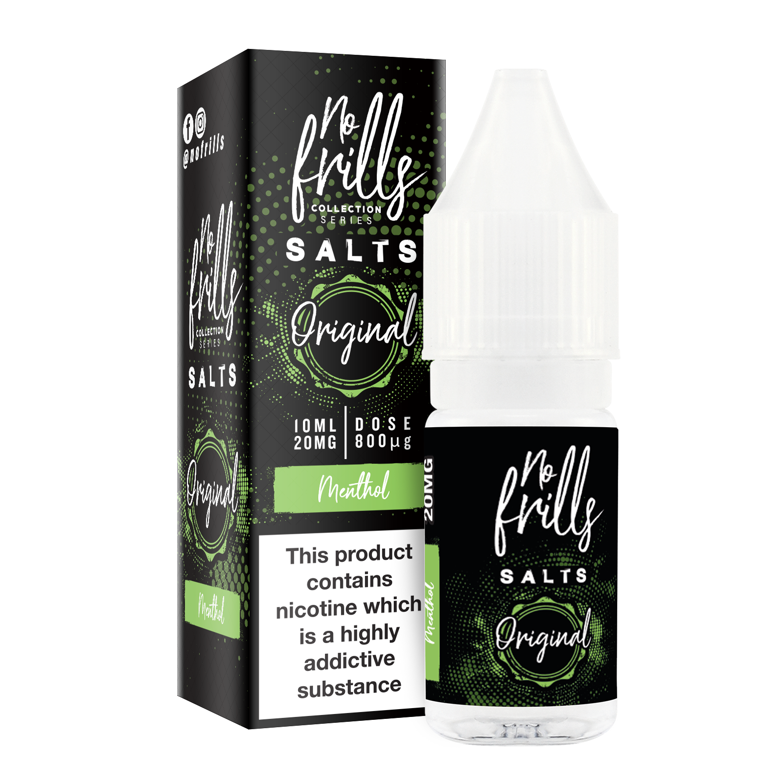 No Frills Original Salts - Menthol Nic Salt 10ml - The Ace Of Vapez