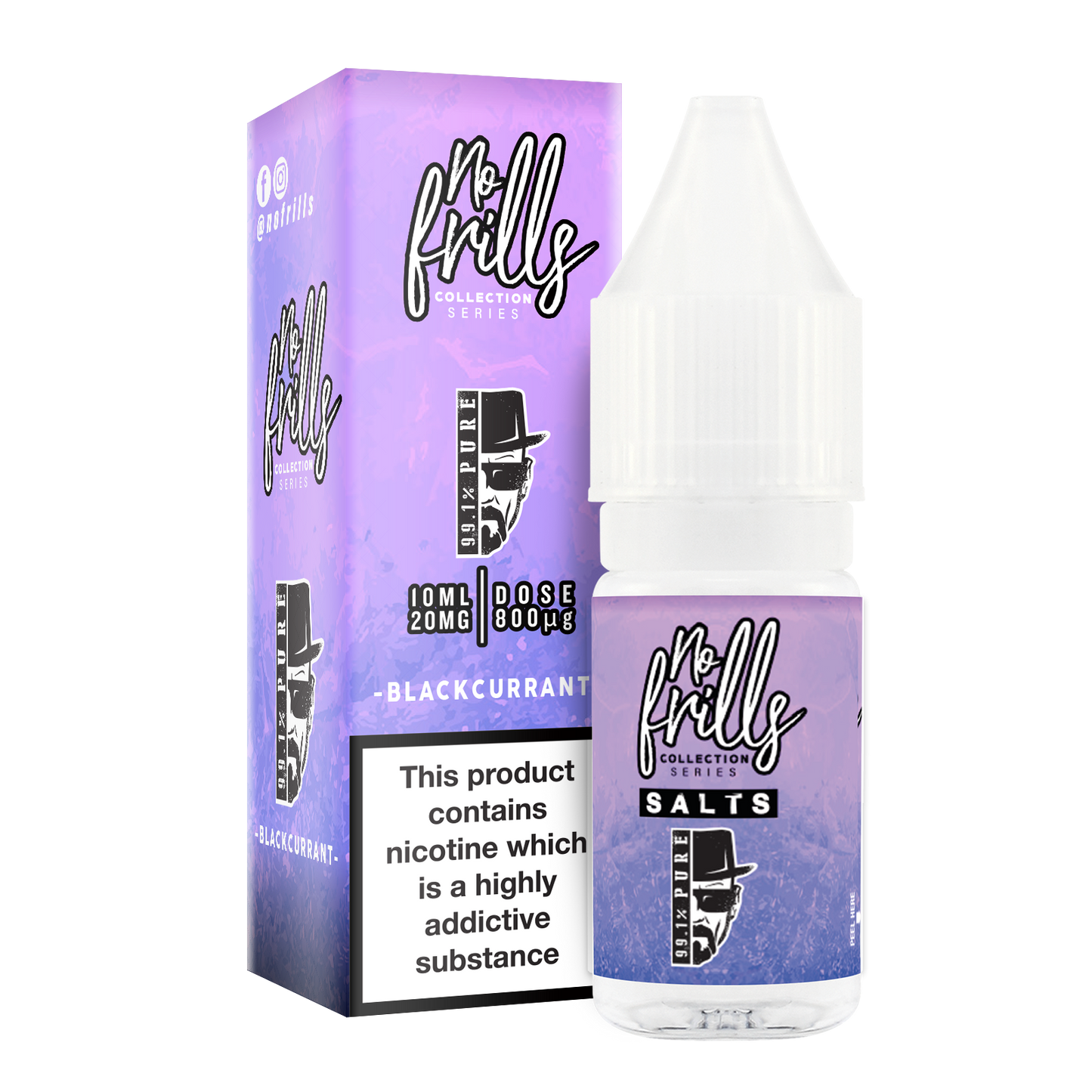 No Frills Salts - 99.1% Pure: Blackcurrant Nic Salt 10ml - The Ace Of Vapez