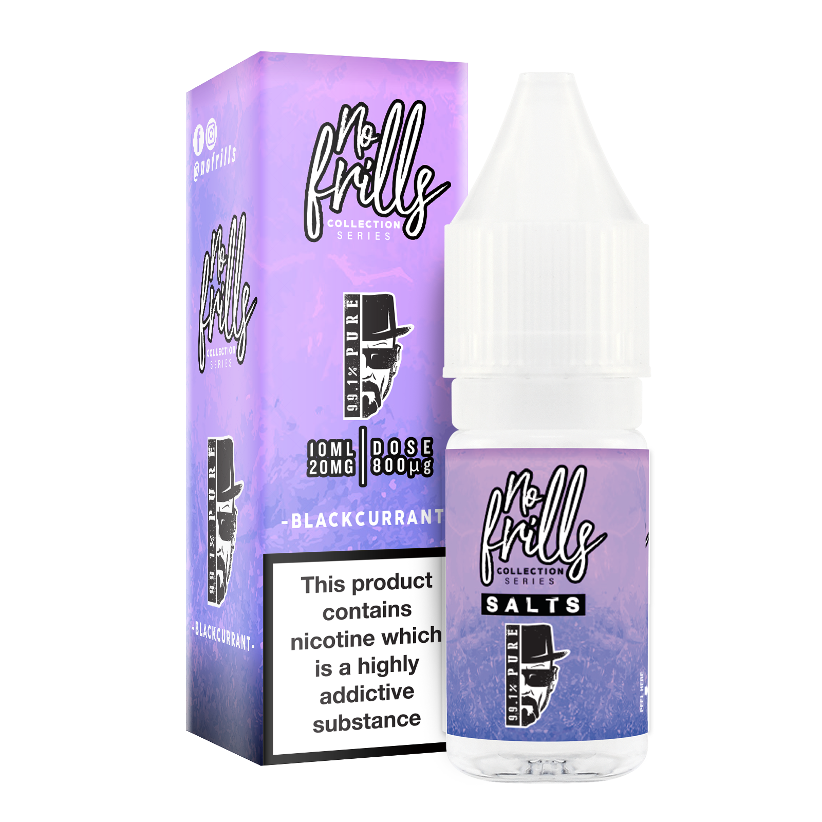 No Frills Salts - 99.1% Pure: Blackcurrant Nic Salt 10ml - The Ace Of Vapez