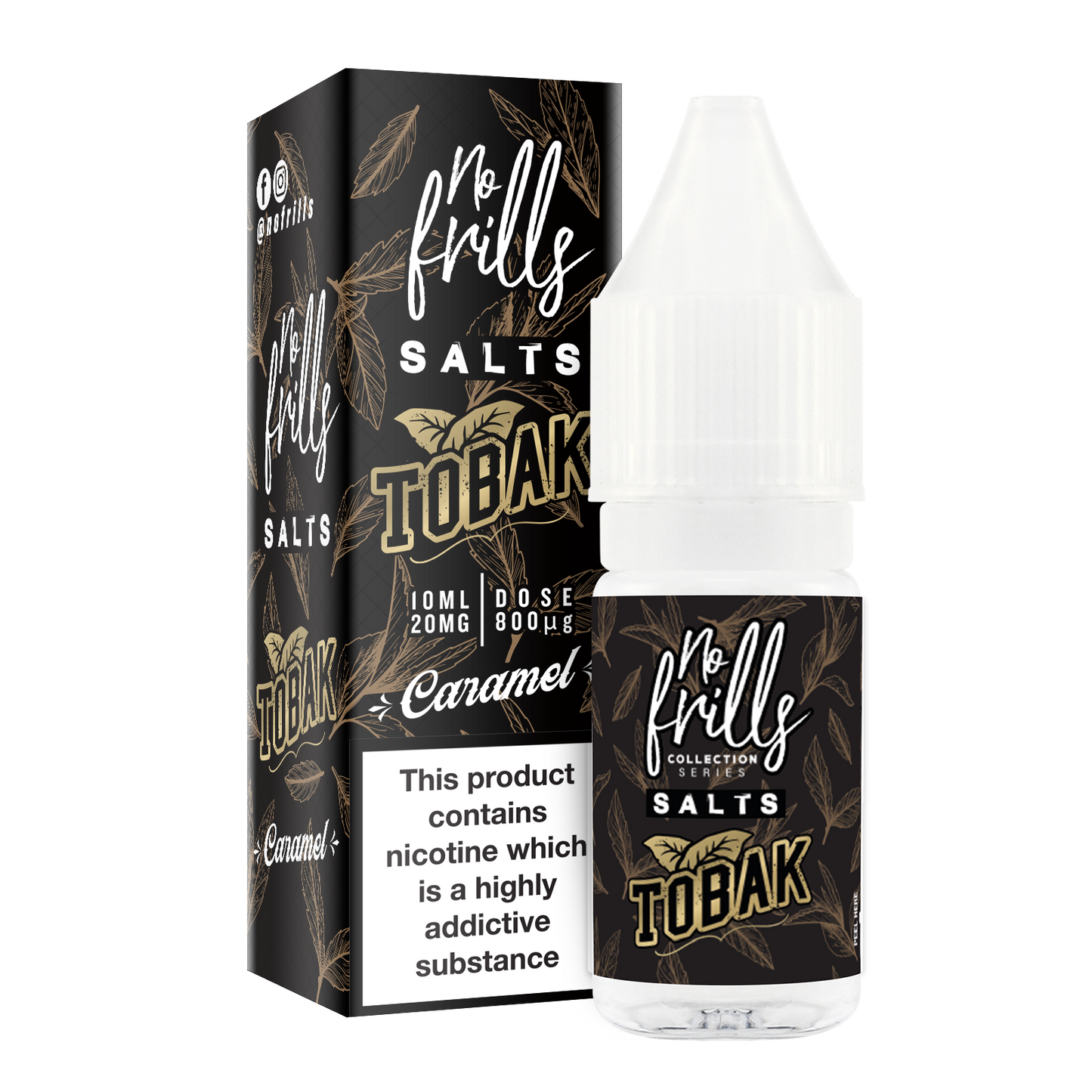 No Frills Salts - Tobak: Caramel Tobacco Nic Salt 10ml - The Ace Of Vapez