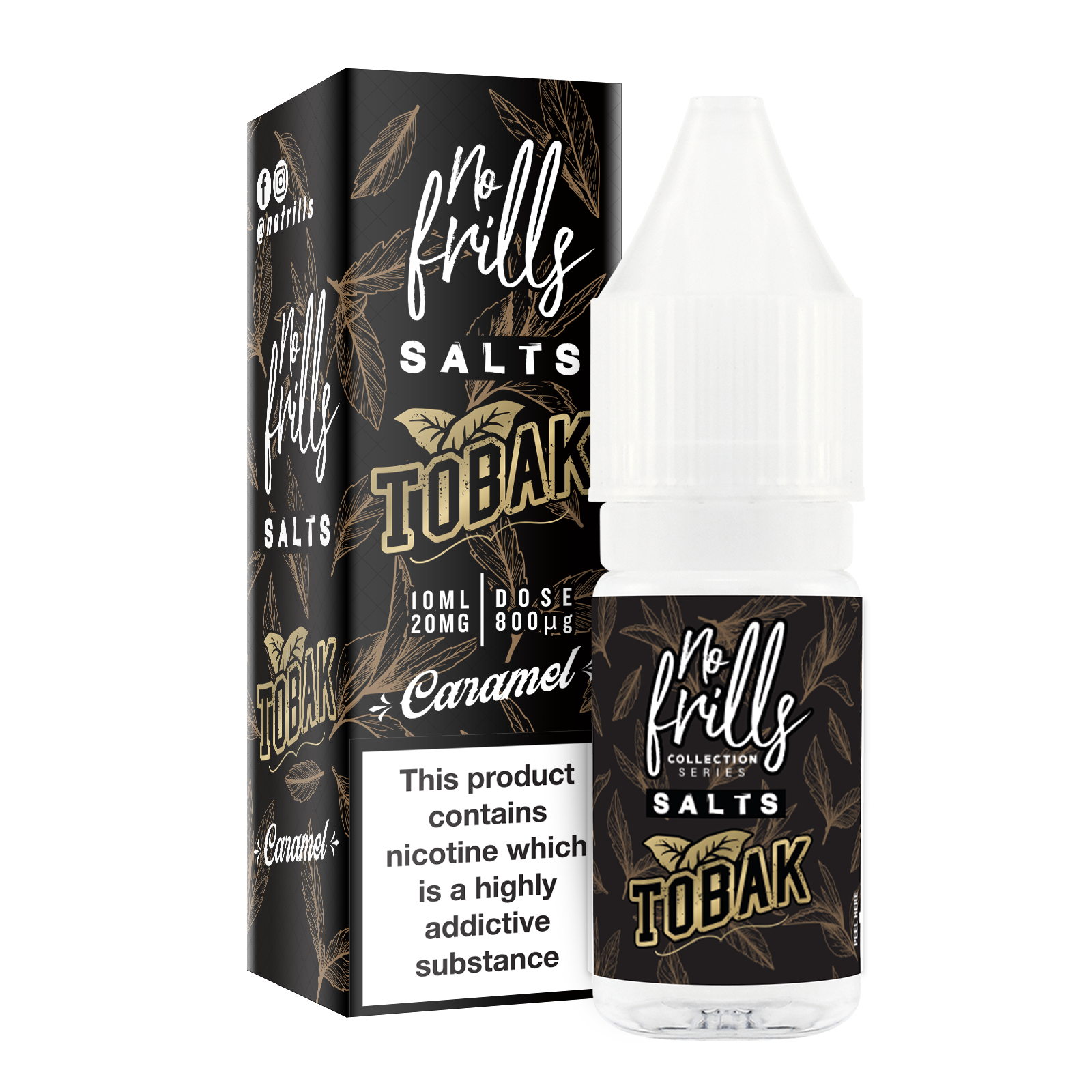 No Frills Salts - Tobak: Caramel Tobacco Nic Salt 10ml - The Ace Of Vapez