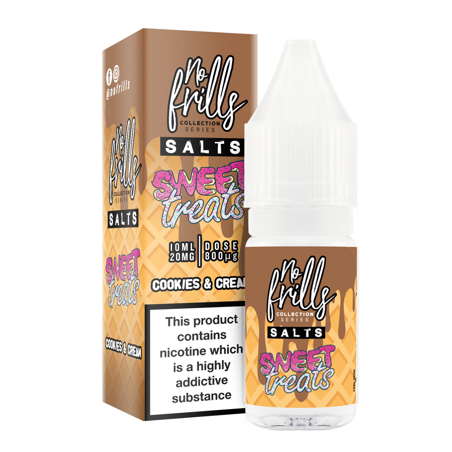 No Frills Salts - Sweet Treats: Cookies & Cream Nic Salt 10ml - The Ace Of Vapez