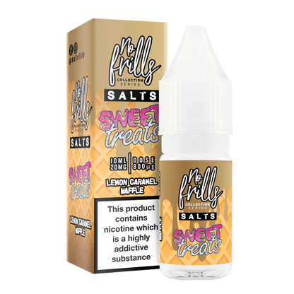 No Frills Salts - Sweet Treats: Lemon & Caramel Waffle Nic Salt 10ml - The Ace Of Vapez