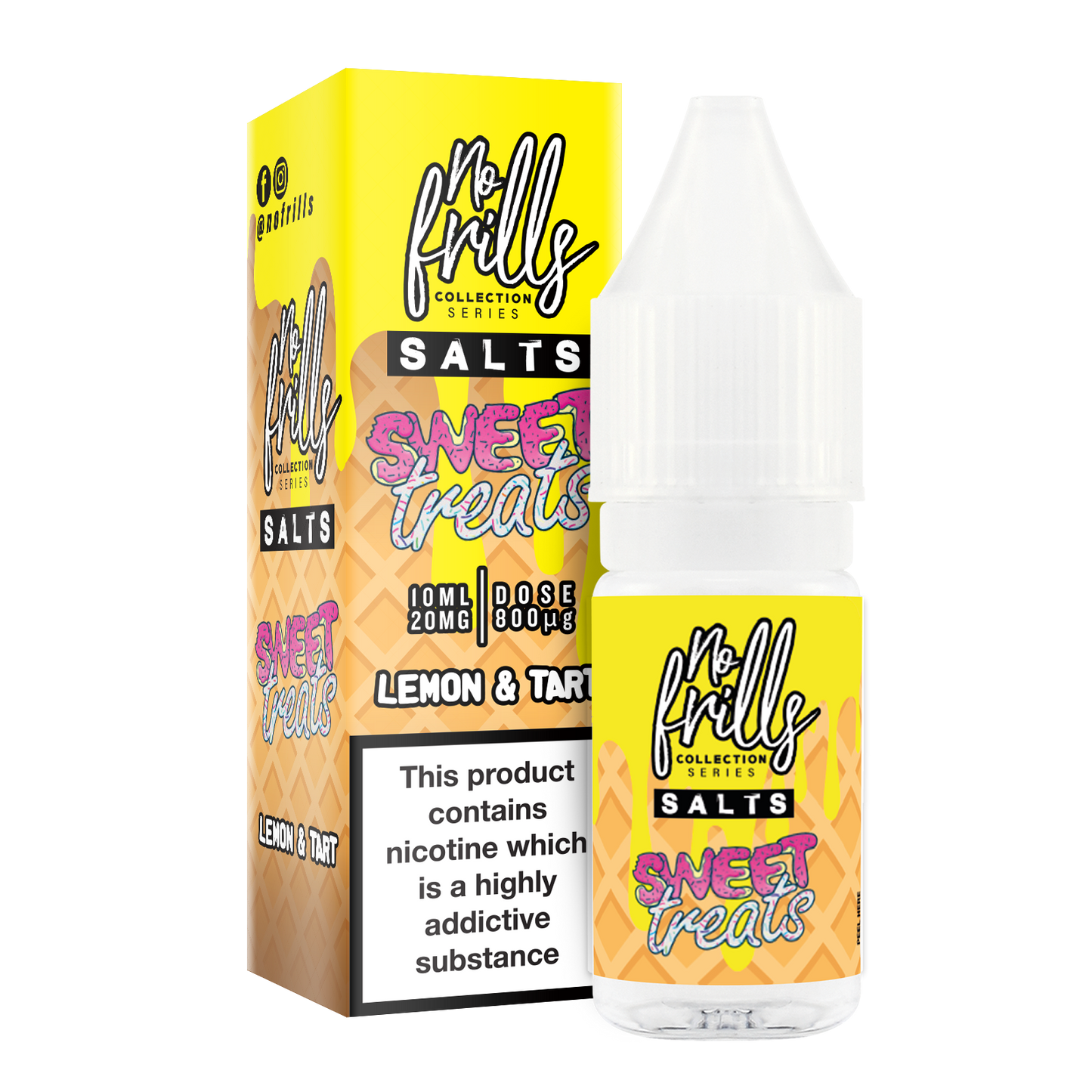 No Frills Salts - Sweet Treats: Lemon & Tart Nic Salt 10ml - The Ace Of Vapez