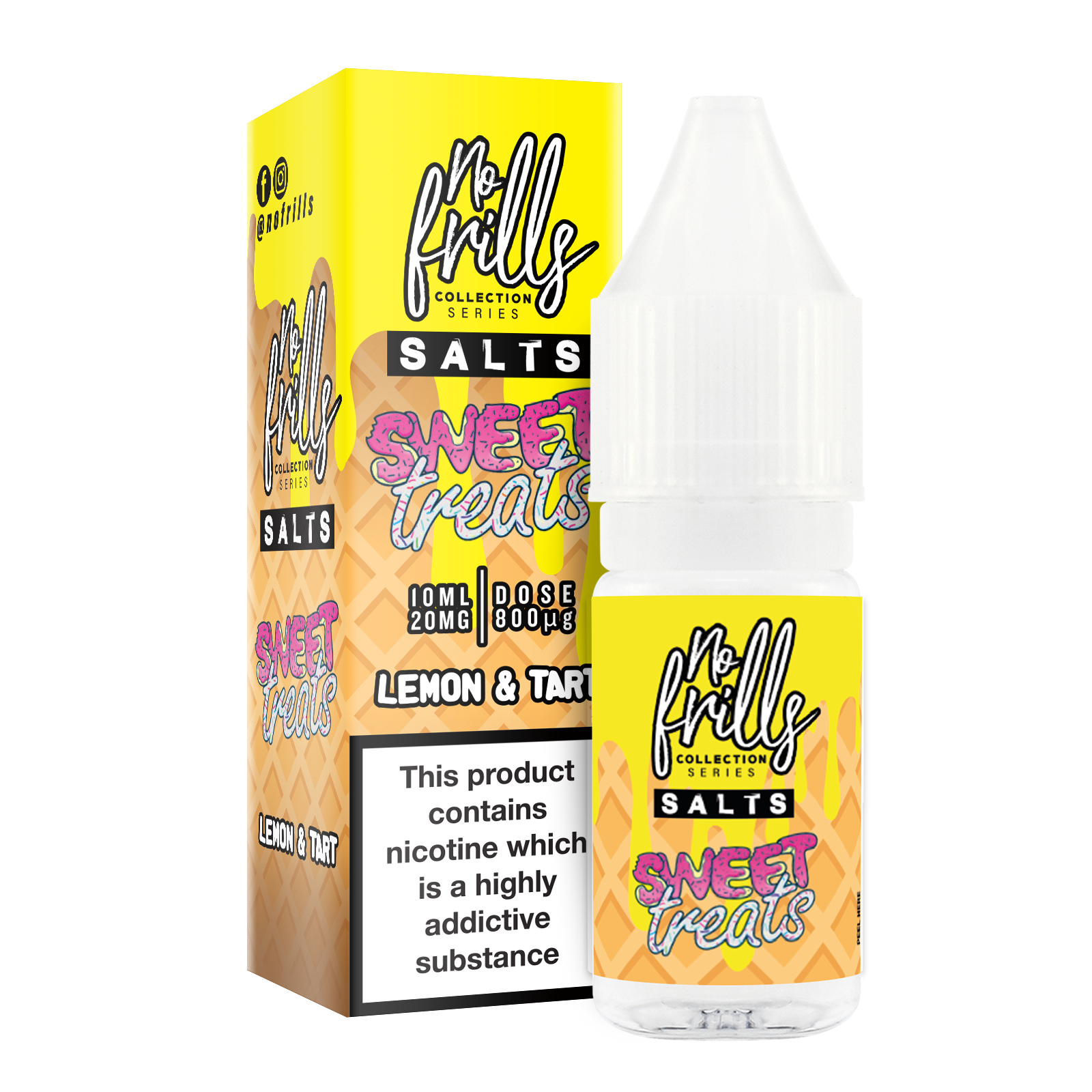 No Frills Salts - Sweet Treats: Lemon & Tart Nic Salt 10ml - The Ace Of Vapez