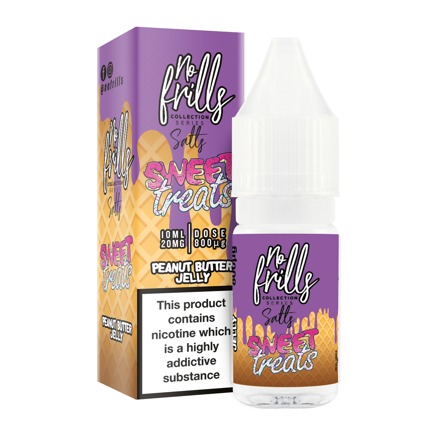 No Frills Salts - Sweet Treats: Peanut Butter & Jelly Nic Salt 10ml - The Ace Of Vapez