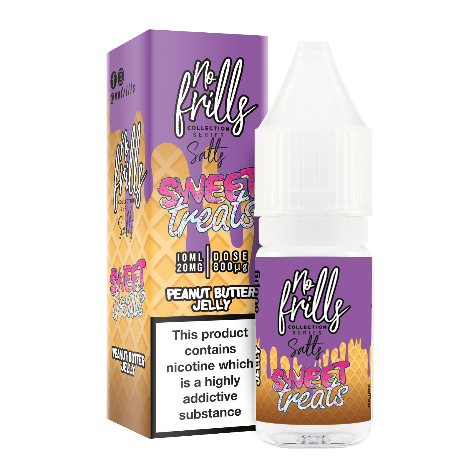 No Frills Salts - Sweet Treats: Peanut Butter & Jelly Nic Salt 10ml - The Ace Of Vapez