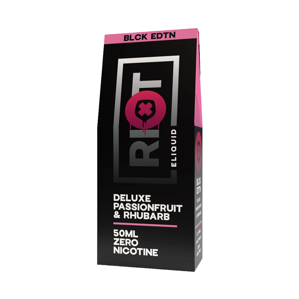 Riot Squad BLCK EDTN - Deluxe Passionfruit & Rhubarb 100ml (Clearance) - The Ace Of Vapez