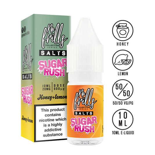 No Frills Salts - Sugar Rush: Honey & Lemon Nic Salt 10ml - The Ace Of Vapez