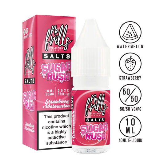 No Frills Salts - Sugar Rush: Strawberry Watermelon Nic Salt 10ml - The Ace Of Vapez