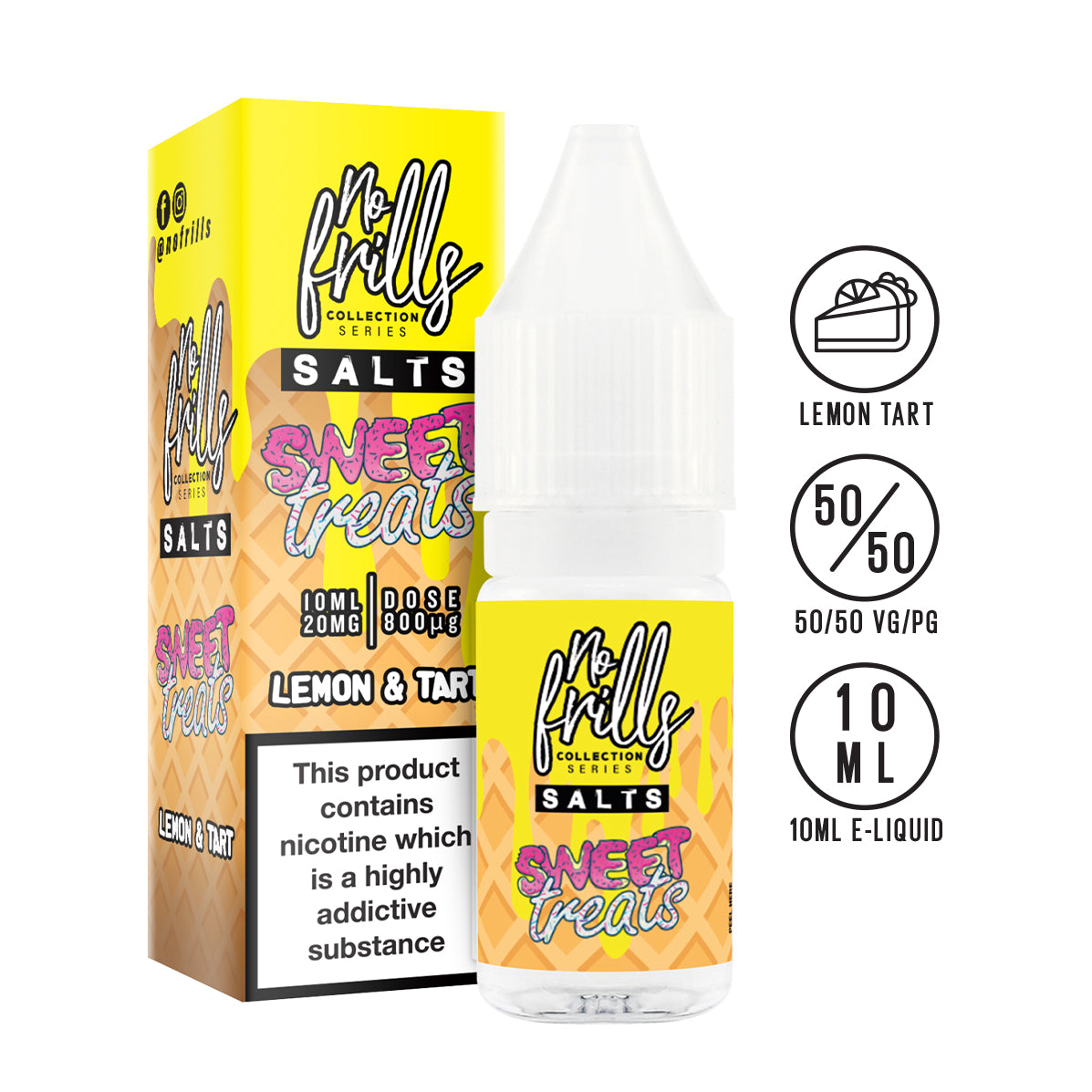 No Frills Salts - Sweet Treats: Lemon & Tart Nic Salt 10ml - The Ace Of Vapez