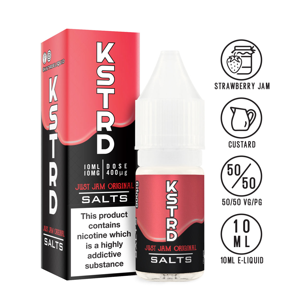KSTRD - Just Jam Strawberry Nic Salt 10ml - The Ace Of Vapez