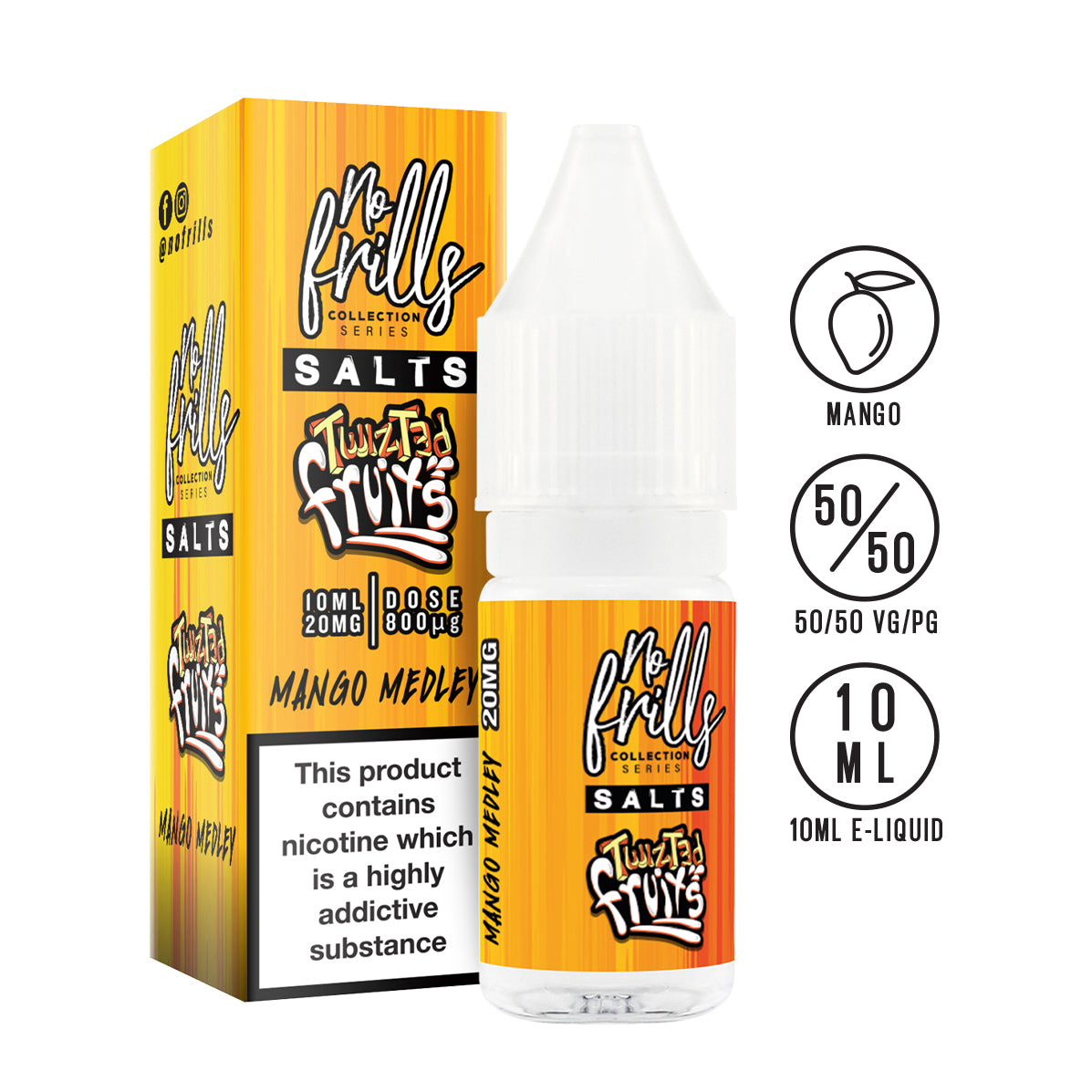 No Frills Salts - Twizted Fruits: Mango Medley Nic Salt 10ml - The Ace Of Vapez