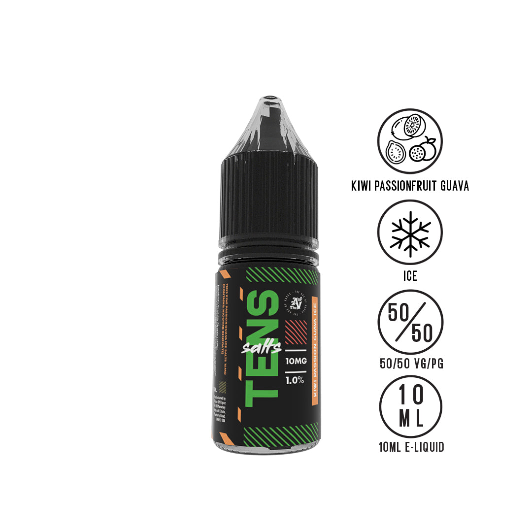 Tens Salts Kiwi Passion Guava Ice 10ml - The Ace Of Vapez